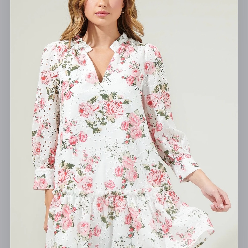 NWOT SUGARLIPS (small) Villa Garden Eyelet Mini Dress - MSRP $99 SOLD OUT DRESS